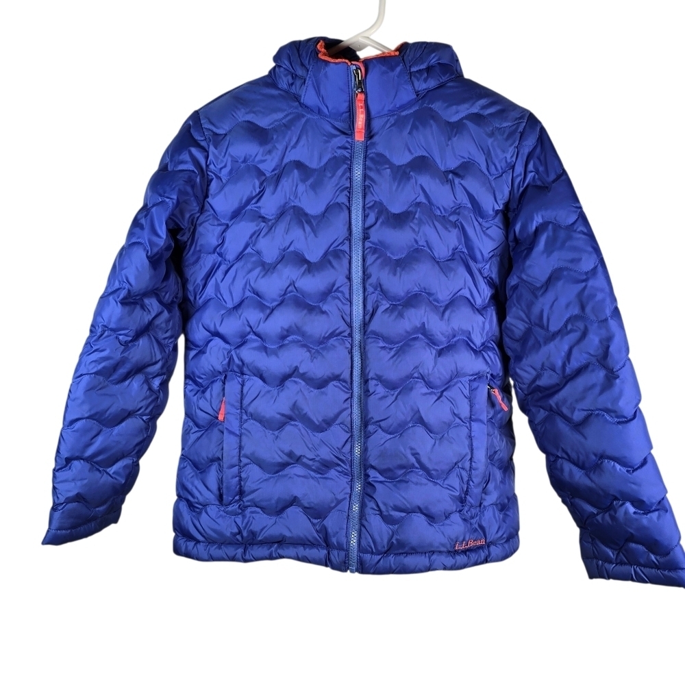 L.L. Bean Girls Vibrant Blue Puffer Down Full Zip Jacket Size L 14-16
